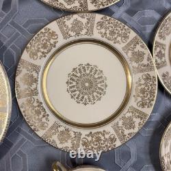 Rare 1920s Vintage JOHNSON BROs Victorian Cream Gold Filigree Service For 2
