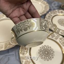 Rare 1920s Vintage JOHNSON BROs Victorian Cream Gold Filigree Service For 2