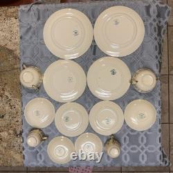 Rare 1920s Vintage JOHNSON BROs Victorian Cream Gold Filigree Service For 2