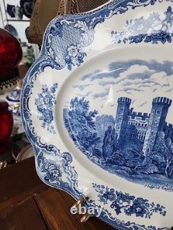 Rare Blue Transferware Johnson Bros Old Britain Castles Cambridge 15.5 Platter Rare Blue Transferware Johnson Bros Old Britain Castles Cambridge 15.5 Platter