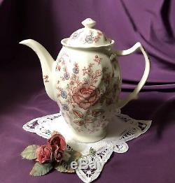 Rare! Elegant' Johnson Brothers England Rose Chintz' Coffee Pot
