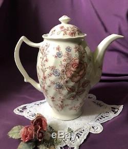 Rare! Elegant' Johnson Brothers England Rose Chintz' Coffee Pot