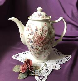 Rare! Elegant' Johnson Brothers England Rose Chintz' Coffee Pot