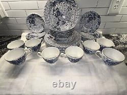 Rare! JOHNSON BROTHERS 1979 Ironstone LOTUS Blue 39 Piece Set Made In England