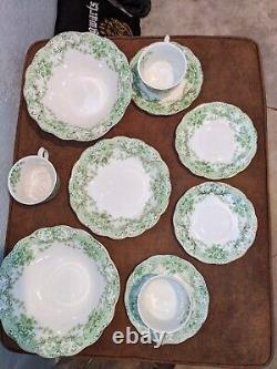Rare Johnson Brothers China The Florentine 10PCS Green Gold cups bowls saucers