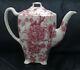 Rare Johnson Brothers English Chippendale Red Pink Teapot Roses Patent 1032 32