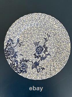 Rare Johnson Brothers Lotus Blue Floral 10 Dinner Plates (set Of 8) 1979