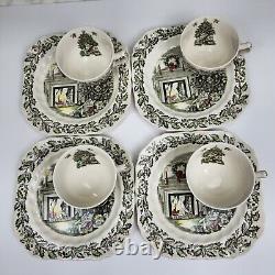 Rare Johnson Brothers Merry Christmas Luncheon Snack Plates 12 Pc Service for 4