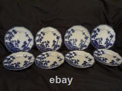 Rare Set Of 8 Antique Johnson Bros. Kenworth Flow Blue Dinner Plates-10