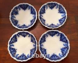 Rare Set of 4 Georgia Johnson Bros. England Flow Blue Coupe Soup Bowls 7 5/8