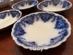 Rare Set of 4 Georgia Johnson Bros. England Flow Blue Coupe Soup Bowls 7 5/8