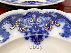 Rare Set of 4 Georgia Johnson Bros. England Flow Blue Dinner Plates 10