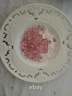 Rare! Set of 4 Johnson Bros Old Britain Castles Cut Out Lace Dinner Plates