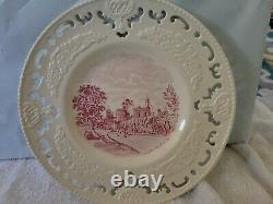 Rare! Set of 4 Johnson Bros Old Britain Castles Cut Out Lace Dinner Plates