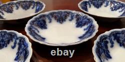 Rare Set of 5 Georgia Johnson Bros. England Flow Blue Coupe Soup Bowls 7 5/8