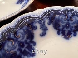 Rare Set of 5 Georgia Johnson Bros. England Flow Blue Coupe Soup Bowls 7 5/8