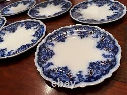 Rare Set of 6 Georgia Johnson Bros. England Flow Blue Dessert/Pie Plates 7
