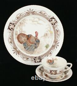 Rare! Vintage Johnson Brothers Barnyard King Turkey 3 Piece Place Setting