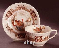 Rare! Vintage Johnson Brothers Barnyard King Turkey 3 Piece Place Setting