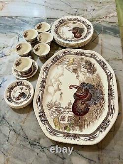 Rare! Vintage Johnson Brothers Barnyard King Turkey 6 Piece Place Settings