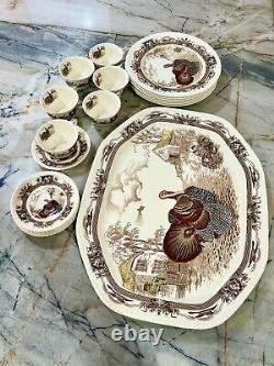 Rare! Vintage Johnson Brothers Barnyard King Turkey 6 Piece Place Settings