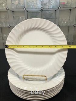 Regency by Johnson brothers Set of Eight White Dinner Plates made in England