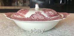 Retired JOHNSON BROTHERS BROS OLD BRITAIN CASTLES PINK Covered Serving Bowl