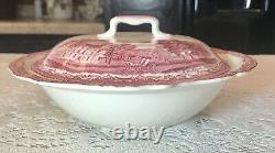 Retired JOHNSON BROTHERS BROS OLD BRITAIN CASTLES PINK Covered Serving Bowl