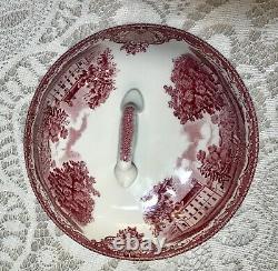 Retired JOHNSON BROTHERS BROS OLD BRITAIN CASTLES PINK Covered Serving Bowl