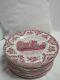Set 10 Johnson Bros 10 Dinner Plates Old Britain Castles Red Pink