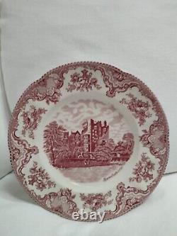 SET 10 Johnson Bros 10 Dinner Plates Old Britain Castles Red Pink