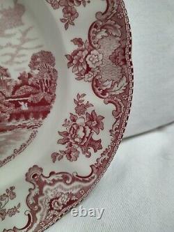 SET 10 Johnson Bros 10 Dinner Plates Old Britain Castles Red Pink