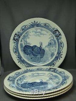 SET 4 DINNER PLATES, BARNYARD KING BLUE, JOHNSON BROTHERS, ENGAND first quality