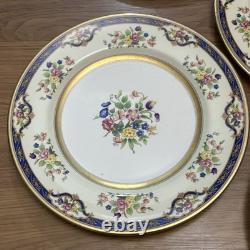 SET 6 Johnson Bros Pareek Mayfair Dinner Plates 10.5 Floral Blue Ring Gold Rim