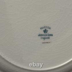 SET 6 Johnson Bros Pareek Mayfair Dinner Plates 10.5 Floral Blue Ring Gold Rim