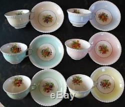 SET OF 6 Johnson Bros. FRUIT Teacups & Saucers MULTI COLORS Old English ENGLAND