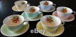 SET OF 6 Johnson Bros. FRUIT Teacups & Saucers MULTI COLORS Old English ENGLAND