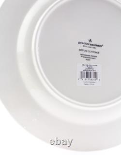 SET of 6 / Johnson Brothers DEVON COTTAGE Blue & White 10.6 DINNER PLATES
