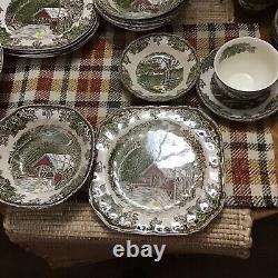 Service For 5 Antique Johnson Bros Friendly Village 26 Pc Dinnerware Set England