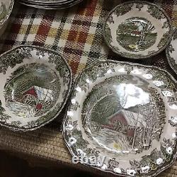 Service For 5 Antique Johnson Bros Friendly Village 26 Pc Dinnerware Set England