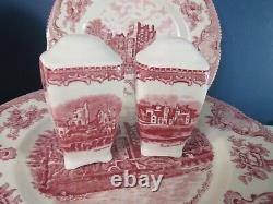 Service For 8 Pink Johnson Brothers Old Britain Castles 34 Pieces