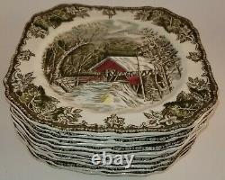 Set 12 Johnson Brothers Friendly Village Square Salad Plates Covered Bridge