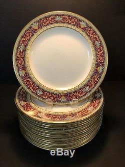 Set 12 Johnson Brothers Pareek 10 3/4 Dinner Plates Blue Enameled Flowers