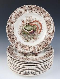 Set 12 Johnson Brothers WILD TURKEYS Native American Thanksgiving Dinner Plates