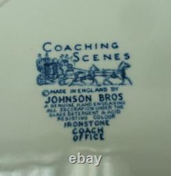 Set 8 Johnson Bros Coaching Scenes Blue 8 Salad/Dessert Plate England