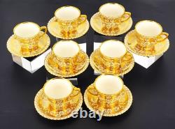 Set 8 Johnson Bros. Old English Porcelain Ornate Gold Floral Expresso/Tea Cups