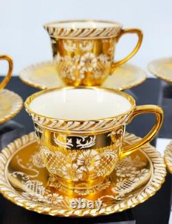 Set 8 Johnson Bros. Old English Porcelain Ornate Gold Floral Expresso/Tea Cups