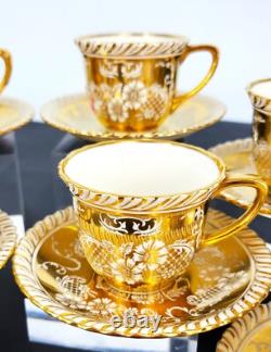 Set 8 Johnson Bros. Old English Porcelain Ornate Gold Floral Expresso/Tea Cups
