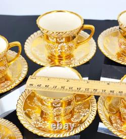 Set 8 Johnson Bros. Old English Porcelain Ornate Gold Floral Expresso/Tea Cups