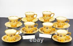 Set 8 Johnson Bros. Old English Porcelain Ornate Gold Floral Expresso/Tea Cups